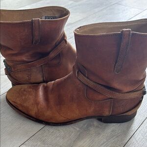 Frye Tan Leather Strap Boots